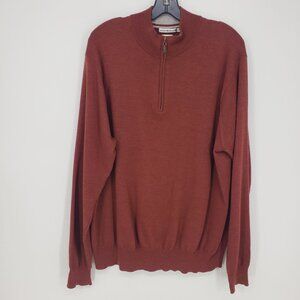 Peter Millar Merino Wool 1/4 Zip up Pullover Sweater XL Mens Golf Burnt Orange